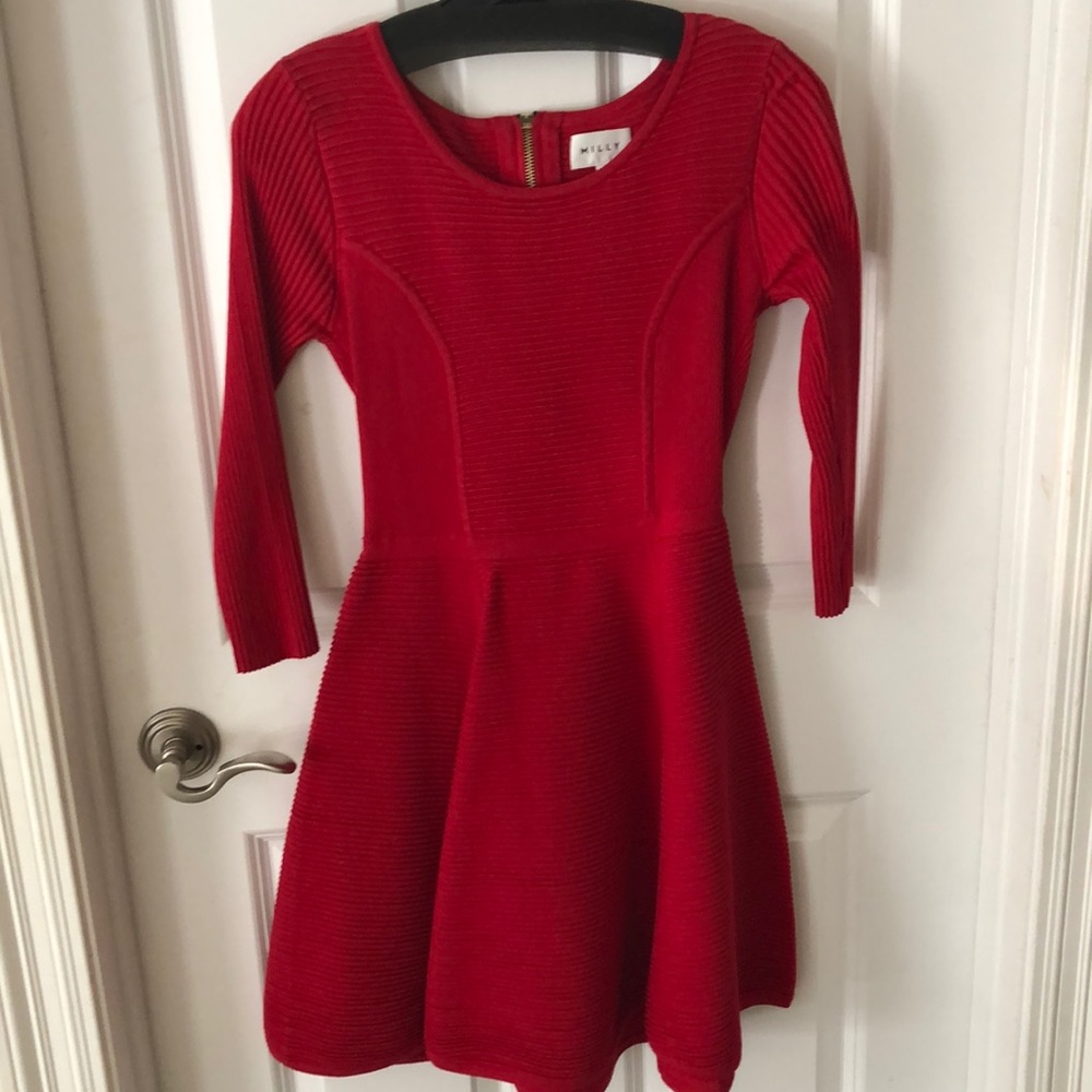 Milly ribbed knit flare dress